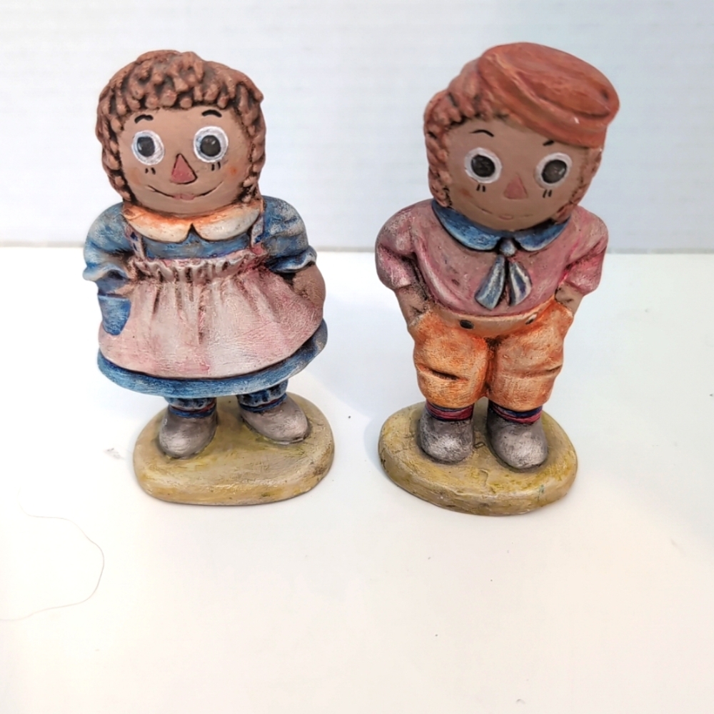 Vtg. 1974 Raggedy Ann & Andy Figurines 4"‎ Bob's Merrill Co.